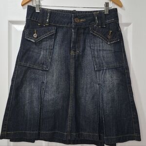 Tristan & Iseut Cargo Denim Skirt Low Rise Dark Blue Y2K Skirt US4